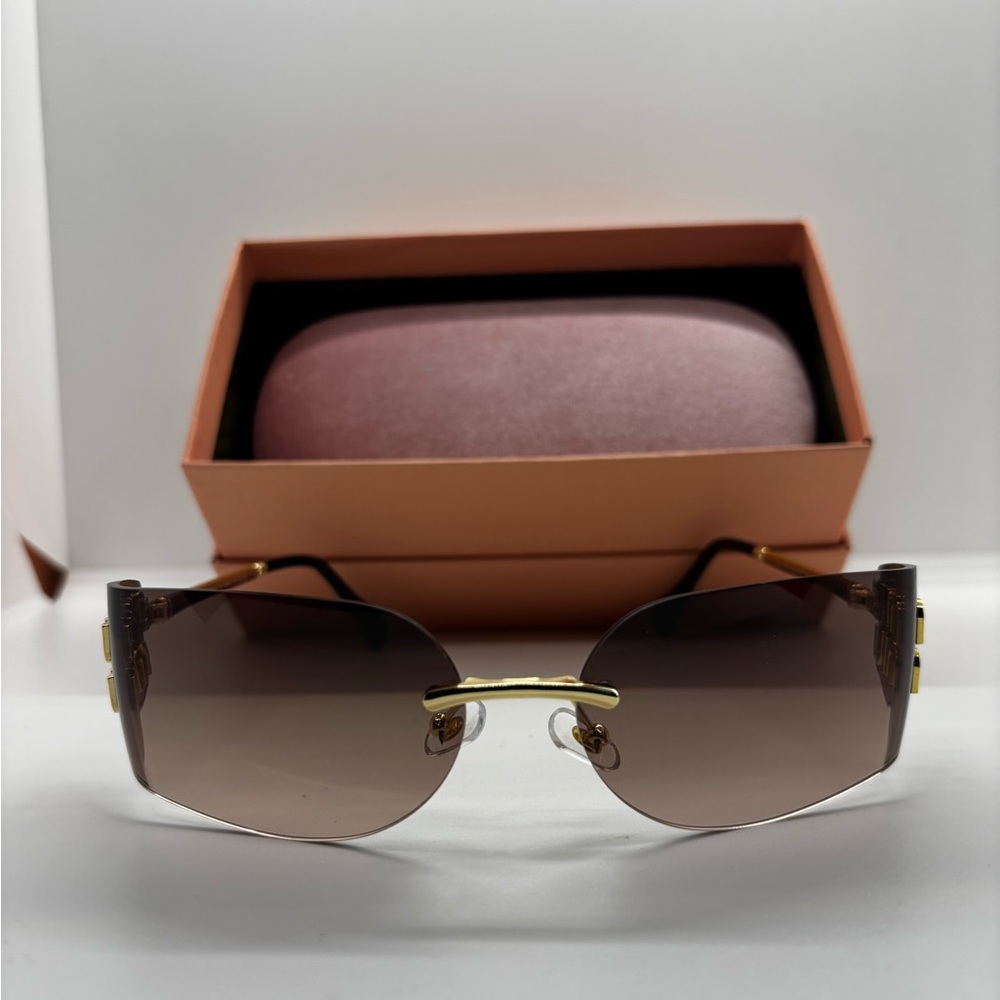 Luxury Rimless Women's Sunglasses - Brown Gradient Lenses